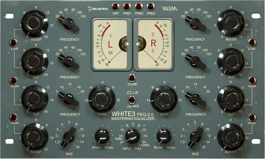 Acustica Audio White 3 eq mastering virtual wsm peq 2.0 tommy bianchi audiofader